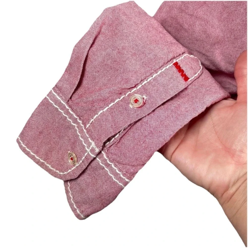 True Religion Shirt XL Mens Button Down Red Cotton‎ Utility Y2K Western Rodeo